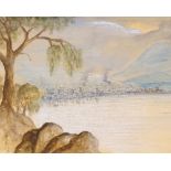 Harold Day, watercolour, Hobart Tasmania 1980, 9.5" x 20", framed