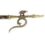 An Antique steel and brass ankush elephant stick, length 52cm