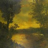 Alan Rankle, large oil on canvas, lake scene, 1991-2, inscribed verso, 38" x 48", unframed Very good