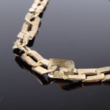 A Vintage Scottish 9ct gold textured flat curb link necklace, maker's marks SUE, hallmarks Edinburgh