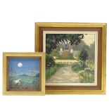 Peter Jay, 2 oils on board, rural landscapes, signed, largest 8" x 8", framed Very good original