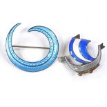 An Aksel Holmsen Norwegian vermeil sterling silver and enamel Viking ship brooch, and a sterling