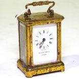 A Matthew Norman miniature brass-cased carriage clock, 17 jewel movement, case height 6cm...
