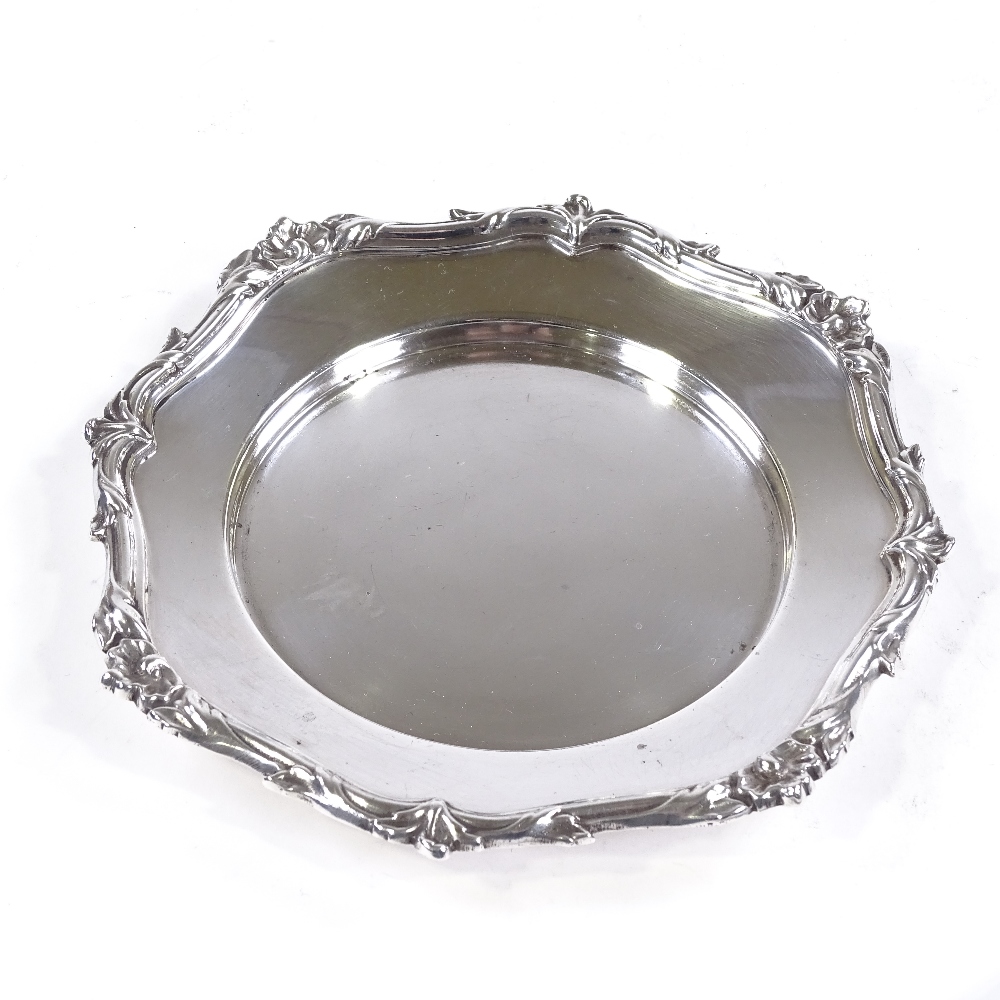 An Elizabeth II silver butter dish, cast floral rim, no glass liner, by James Dixon & Sons Ltd, - Image 2 of 3