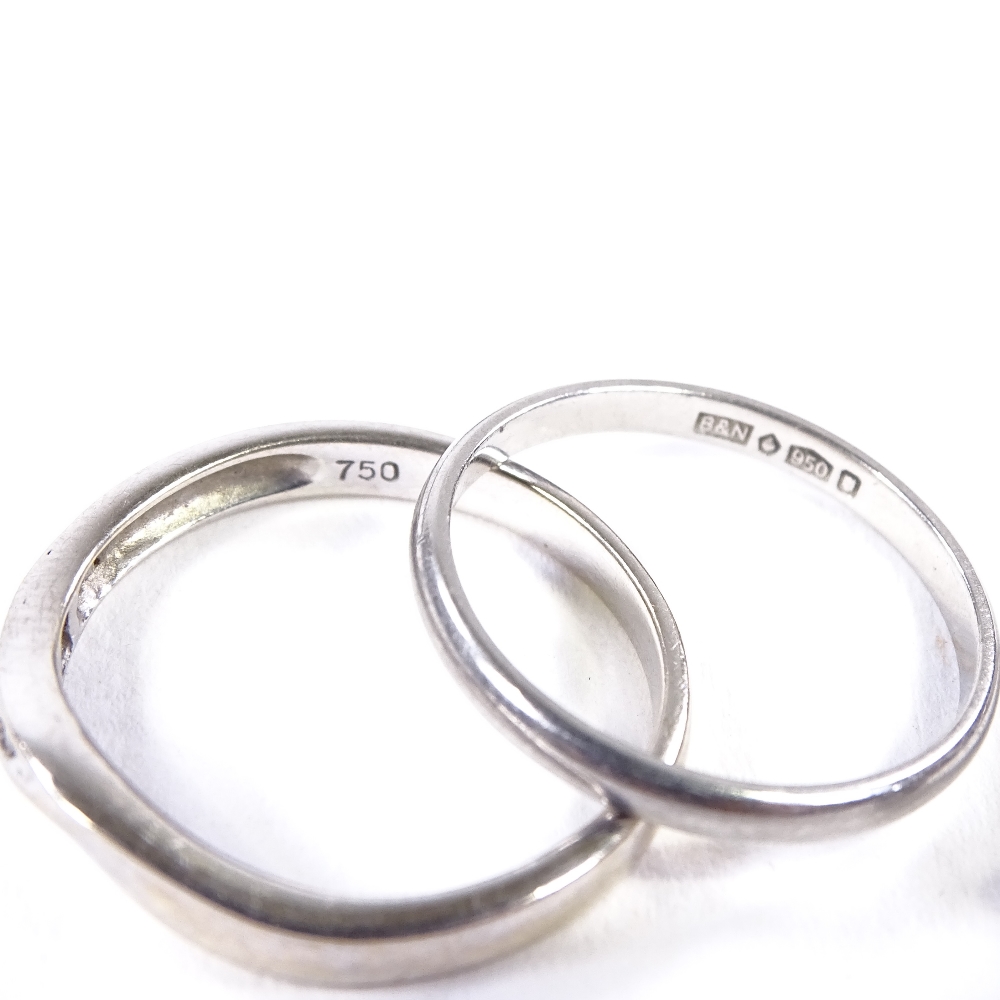 A bridal marriage eternity 3 ring set, comprising a platinum 0.35ct asscher-cut solitaire diamond - Image 3 of 4