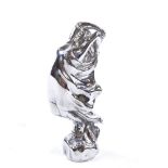 Art Deco chrome plate car mascot, Classical windswept figure, impressed monogram AEL, height 15cm