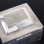 A George V rectangular silver cigarette box, with built-in Vesta case lid, indistinct maker's marks,