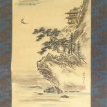 Chinese scroll painting on silk, overall dimensions 17.5" x 72"