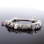 A Pandora silver charm bracelet, 15 charms, bracelet length 21cm, 61.3g Very good original condition