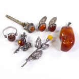 Various Scandinavian silver and amber jewellery, including pair of Karl Engberg cufflinks,
