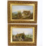 William Rowbotham, pair of oils on panels, country cottages, signed, 8" x 12", framed Very good