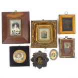 A collection of 19th century miniature watercolour portraits, a miniature watercolour of Napoleon, a