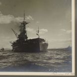 4 original Second War Period photographs of British battleships on Scapa Flow, largest images 30cm x