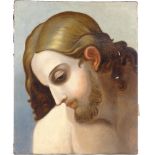 18th/19th century oil on canvas, study of Christ, 22.5" x 18", unframed 2 small holes near the