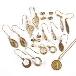 Various 9ct gold jewellery, including earrings and St Christopher necklace, 12.2g total Lot sold