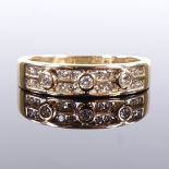 A 9ct gold diamond cluster dress ring, total diamond content approx 0.2ct, setting height 4.6mm,