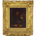 18th century Dutch School, oil on panel, tavern scene, unsigned, 8.5" x 7", framed Very good