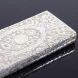 An Elizabeth II silver cigar case, all over engraved floral decoration, maker's marks EE & TH,