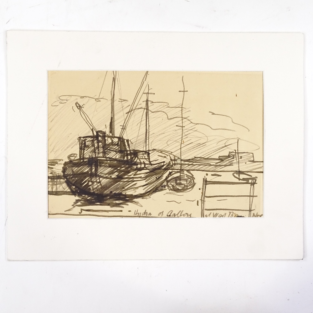 Frank Griffith (1889 - 1979), ink and wash on paper, Hydra of Aalborg, signed with initials, - Image 2 of 4