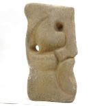 A 3-dimensional relief carved stone abstract sculpture, unsigned, height 63cm