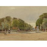 John Fulleylove, watercolour, Tuilleries Gardens Paris, signed, 5" x 7", framed Slight paper