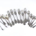 Various silver cutlery, including forks and spoons, some Scottish and Georgian, 16oz total All