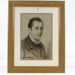 Cowan Dobson RBA, charcoal on paper, portrait of a man, signed and dated 1922, 15" x 10", framed