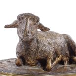 Pierre Mene, gilt patinated bronze reclining sheep, dated 1865, length 23cm Patination lightly