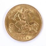 A 1914 George V half sovereign, 4g Good overall condition, only small rubbing to high-points and