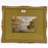 Tom Dudley (1857-1935), watercolour, lakeside path, signed, 6" x 9", framed Good original condition,