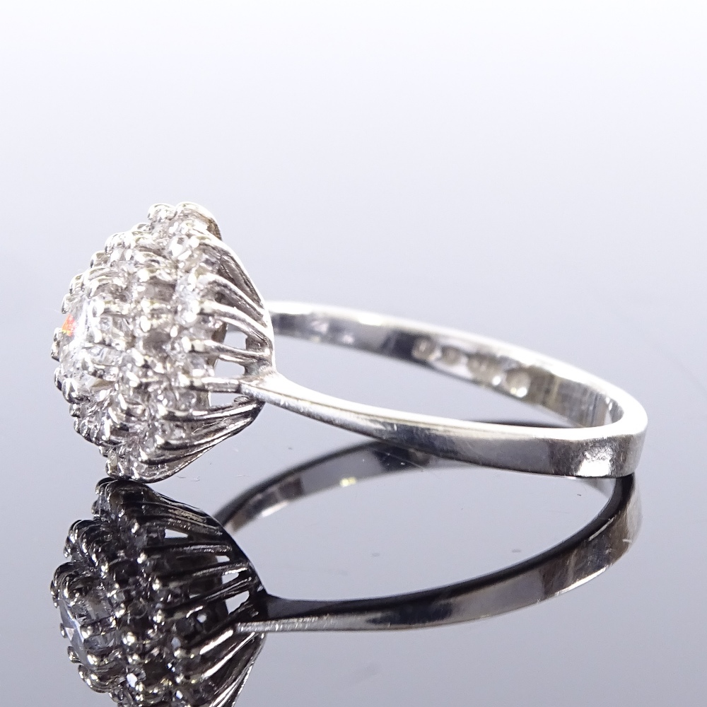 A 9ct white gold diamond cluster ring, central stone approx 0.3ct, maker's marks V&Co, hallmarks are - Image 2 of 4