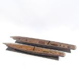2 similar scratch-built painted wood hulled model steam boats, late 19th or early 20th century, on