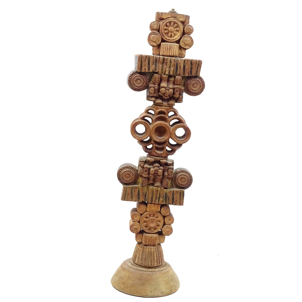 Bernard Rooke (born 1934), Studio Pottery totem, six section lamp base, height 100cm Base only needs - Image 2 of 3