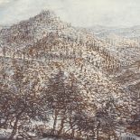 Gerald Ososki, crayon/pastel on card, Tuscany landscape, exhibited at the RBA 1960, 18" x 24",