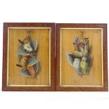Pair of 19th century oils on wood panels, dead game birds, unsigned, 12" x 9", framed One panel