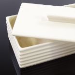 Keith Murray for Wedgwood, cream ceramic rectangular box and cover, ribbed form, signed, length 18.