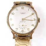 CYMA - a Vintage 9ct gold mechanical wristwatch, ref. 13851, retailed by J W Benson, silvered dial