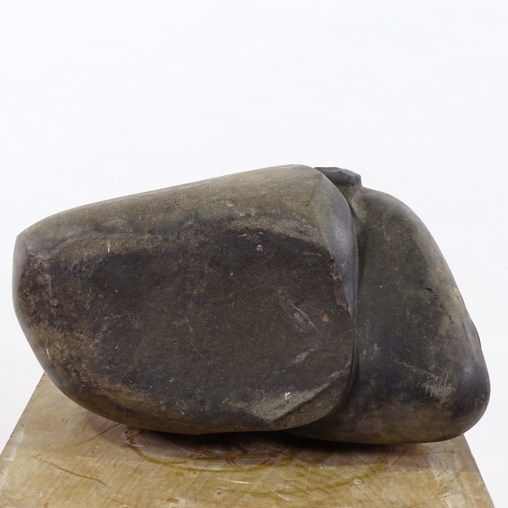 A relief carved basalt rock head sculpture, height 25cm, length 28cm - Image 3 of 3