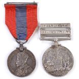 A China 1900 medal with relief of Pekin and Taku Forts bars, awarded to E Winser PO2CL HMS Barfleur,