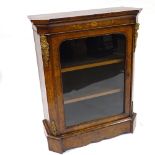 A Victorian burr-walnut and marquetry inlaid pier cabinet, with ormolu mouldings and mounts, width