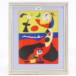 Joan Miro, lithograph, summer, published by Mourlot for Verve 1937, sheet size 14" x 10", framed