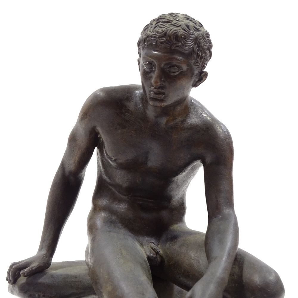 A 19th century Italian patinated bronze sculpture of Mercury resting, inscribed Fonderia Sommer - Image 5 of 5