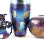 3 iridescent Studio glass vases (3) All in perfect condition