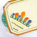 A Clarice Cliff for Wilkinson Bizarre Crocus pattern octagonal 2-handled sandwich tray, model no.