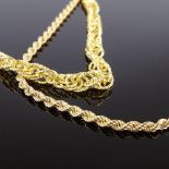 A 9ct gold rope twist necklace, and a 9ct Prince of Wales link bracelet, necklace length 40cm,