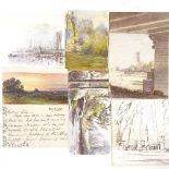 Alfred Nutt, collection of watercolours, landscape views 1891, and 8 watercolours and sketches