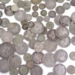 A collection of lesser grade British and world silver coins, 19th and 20th century