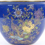 A Carlton Ware Bleu Royale gilded porcelain jardiniere, rim diameter 23cm, height 19cm