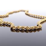 A Vintage 9ct gold rope twist necklace, import marks Birmingham 1994, necklace length 62cm, 11.6g