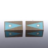 A pair of Poul Hansen for Maersk Shipping Line Danish sterling silver and enamel cufflinks, panel